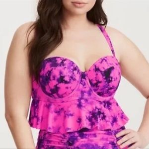 Torrid Tie-dye Underwire Peplum Midkini Tankini Swim Top 2x C/DD